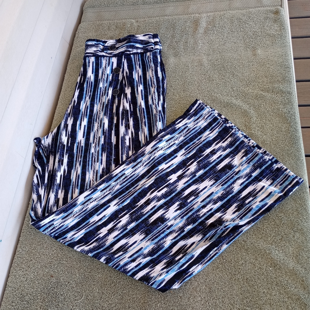 Robert Louis  Pants XL Wide Leg Elastic Waist  Pockets Stretch